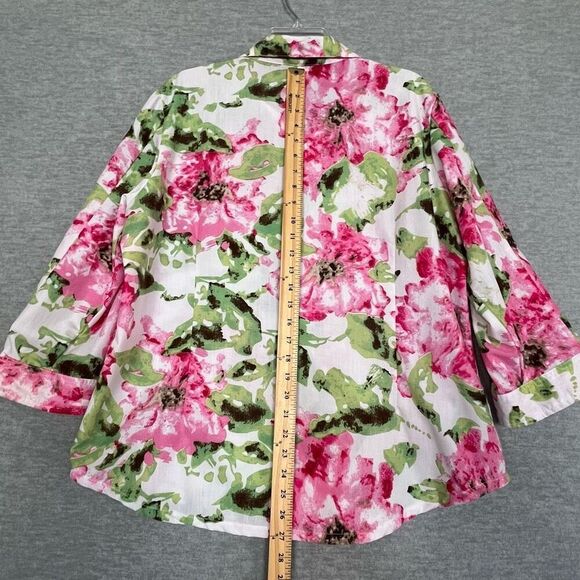Adrian Delafield Floral Gingham Shirt Womens XL Button Up Easter Spring Country - Picture 10 of 11